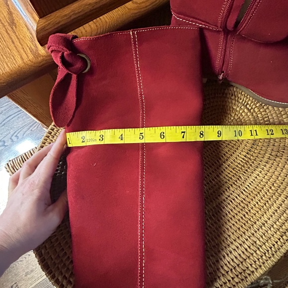 Red Leather Genuine Sheepskin Boots - Picture 6 of 6